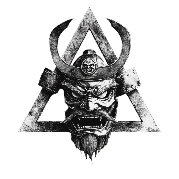 Angry Samurai Triangle Vinyl Car Decal Sticker – Waterproof & UV-Resistant 8"