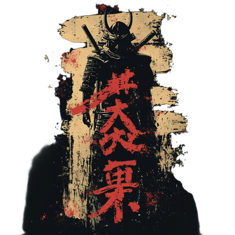 Samurai T-Shirt Design Vinyl Car Decal Sticker – Waterproof & UV-Resistant 8"