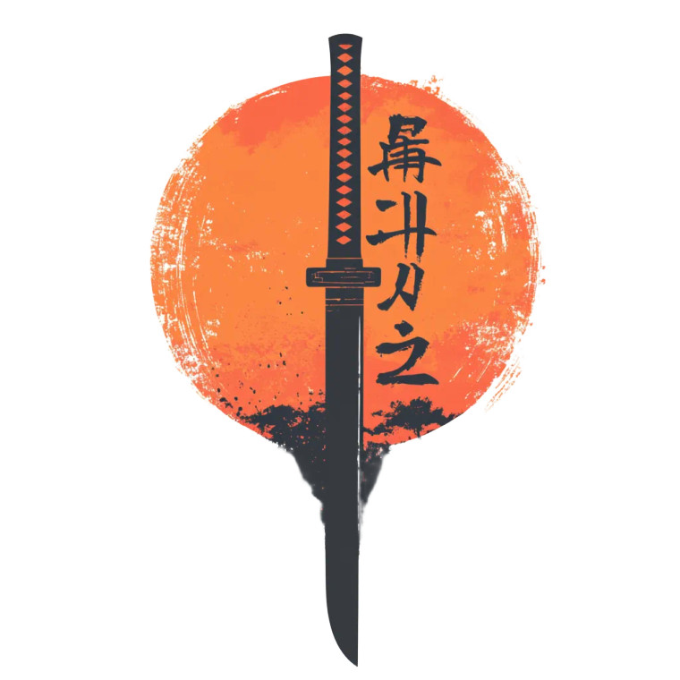 Katana Sun T-Shirt Vinyl Car Decal Sticker – Waterproof & UV-Resistant 8"