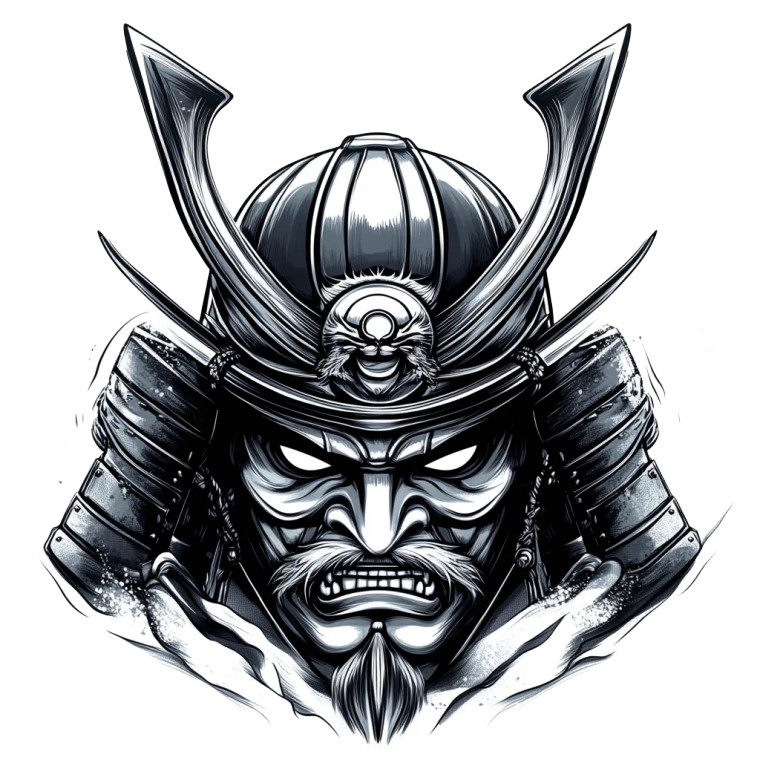 Samurai Mask Design Vinyl Car Decal Sticker – Waterproof & UV-Resistant 8"