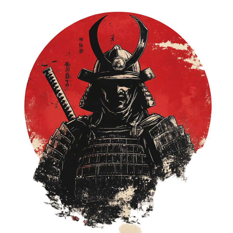 Vintage Samurai Emblem Vinyl Car Decal Sticker – Waterproof & UV-Resistant 8"