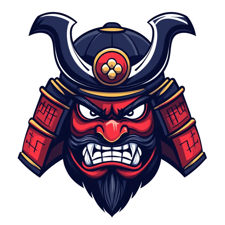 Angry Shogun Mask Vinyl Car Decal Sticker – Waterproof & UV-Resistant 8"