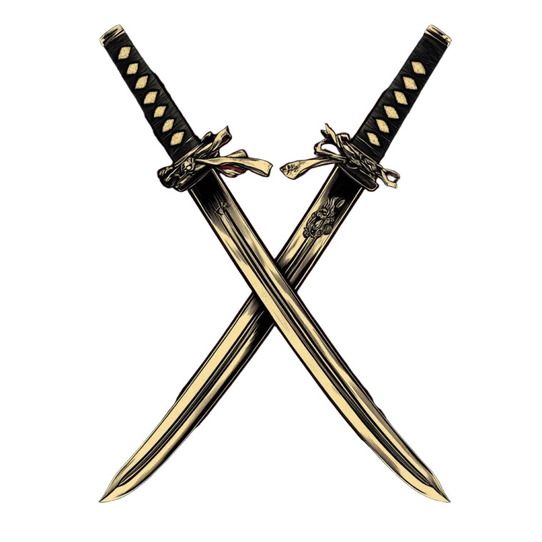 Crossed Katanas Shirt Vinyl Car Decal Sticker – Waterproof & UV-Resistant 8"