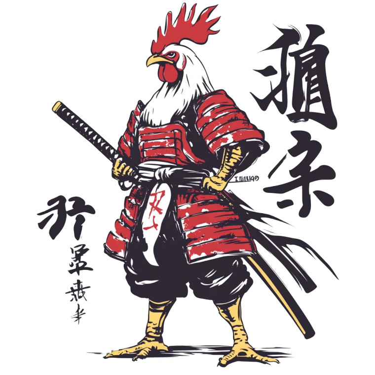 Samurai Chicken Logo Vinyl Car Decal Sticker – Waterproof & UV-Resistant 8"