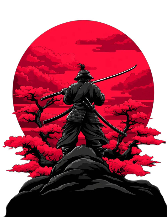 Samurai Red Sun Vinyl Car Decal Sticker – Waterproof & UV-Resistant 8"