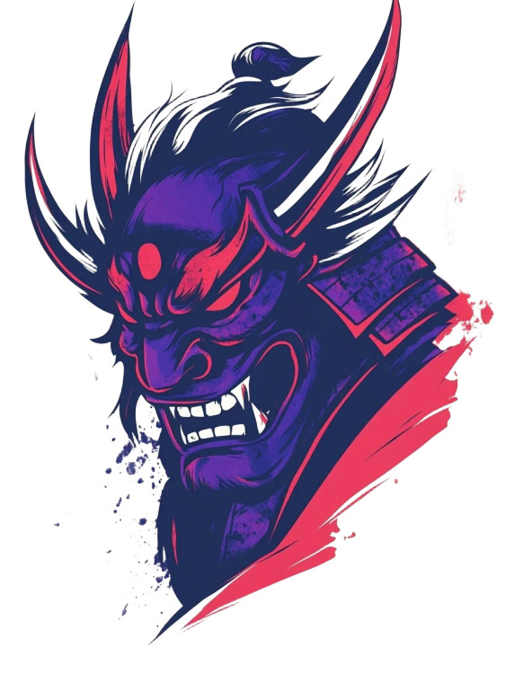 Samurai Oni Logo Vinyl Car Decal Sticker – Waterproof & UV-Resistant 8"