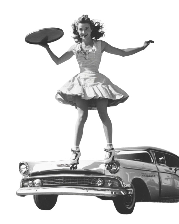 Skating Waitress Jump Vinyl Car Decal Sticker – Waterproof & UV-Resistant 8"