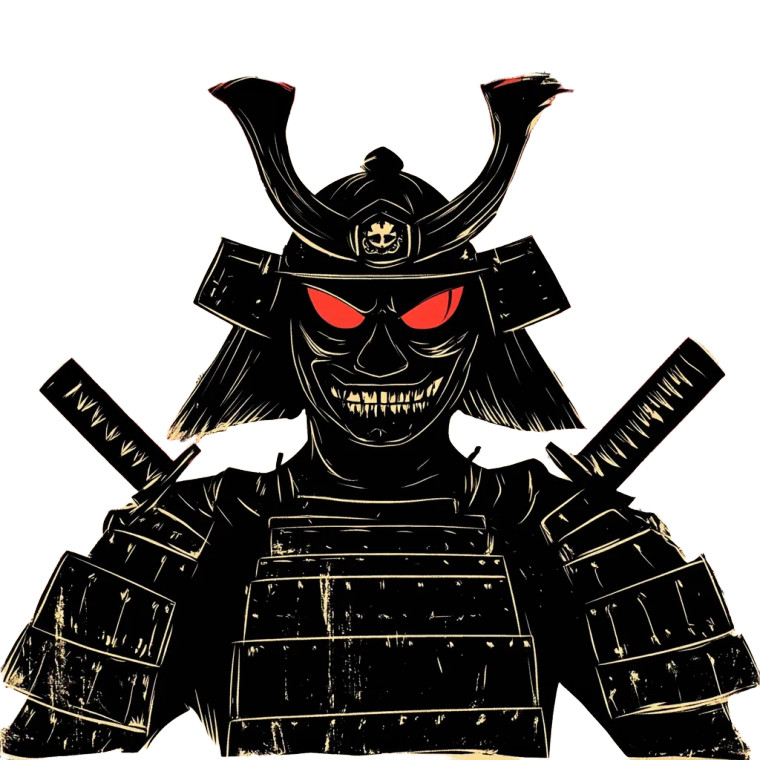 Cartoon Samurai Vinyl Car Decal Sticker – Waterproof & UV-Resistant 8"