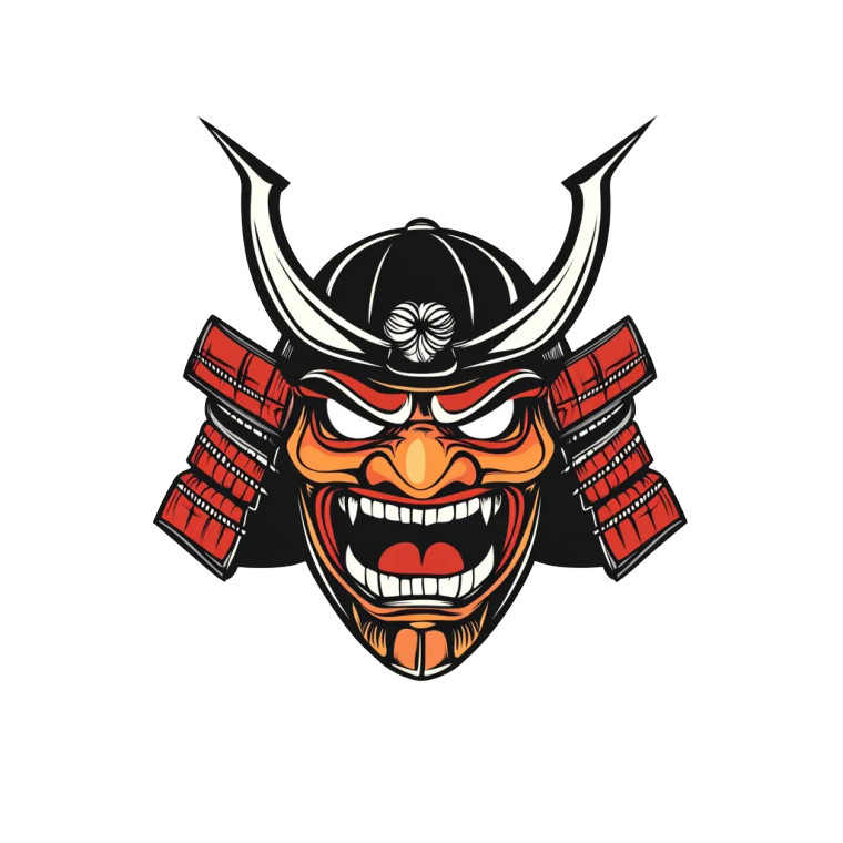Spooky Samurai Mask Vinyl Car Decal Sticker – Waterproof & UV-Resistant 8"