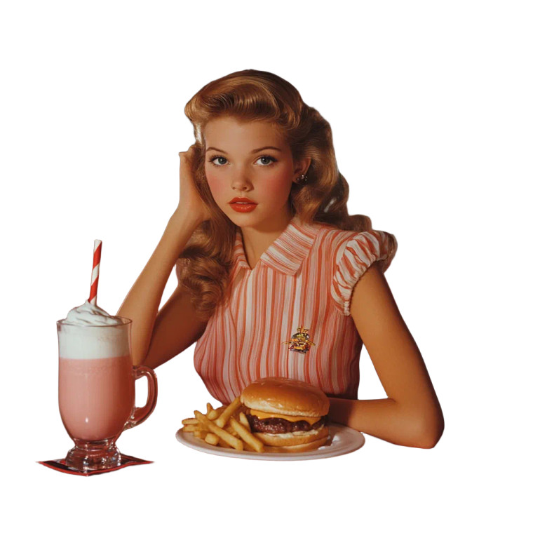 1960S Diner Woman Vinyl Car Decal Sticker – Waterproof & UV-Resistant 8"