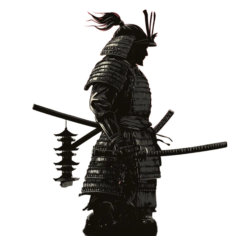 Samurai Landscape Vinyl Car Decal Sticker – Waterproof & UV-Resistant 8"