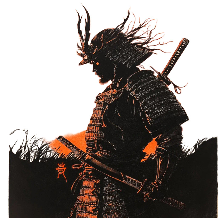 Samurai Pencil Drawing Vinyl Car Decal Sticker – Waterproof & UV-Resistant 8"