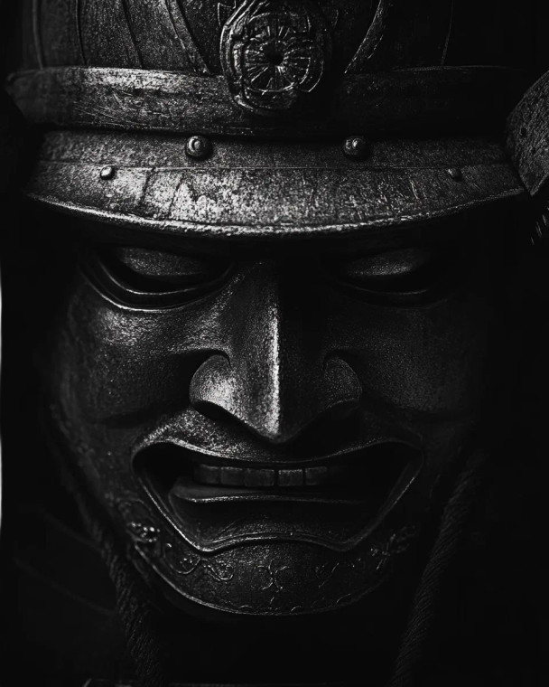 Samurai Mask Closeup Vinyl Car Decal Sticker – Waterproof & UV-Resistant 8"