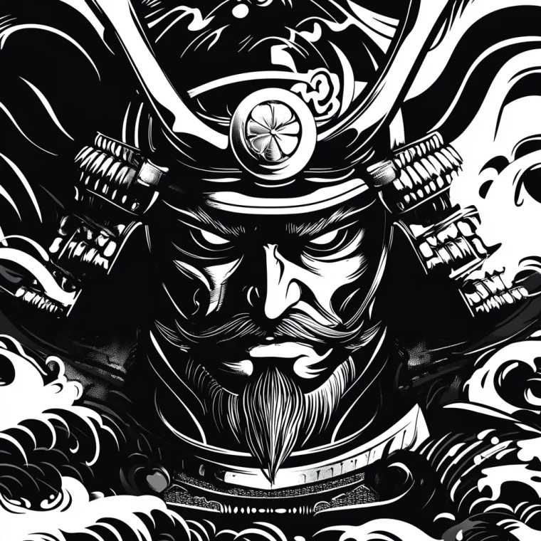 Japanese Shogun Design Vinyl Car Decal Sticker – Waterproof & UV-Resistant 8"