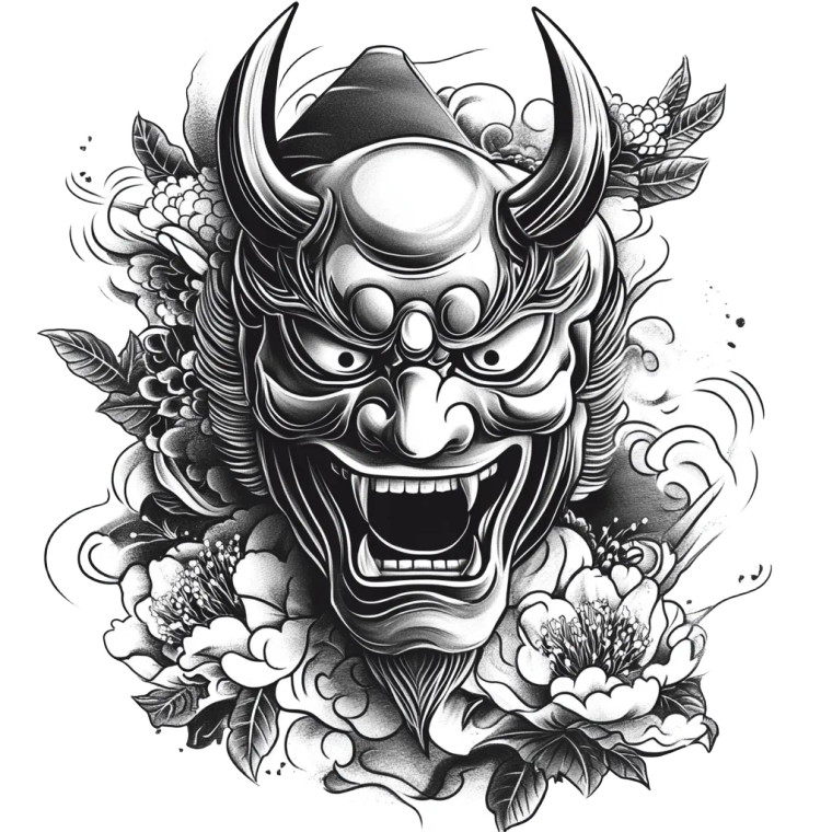 Hannya Mask Tattoo V2 Vinyl Car Decal Sticker – Waterproof & UV-Resistant 8"