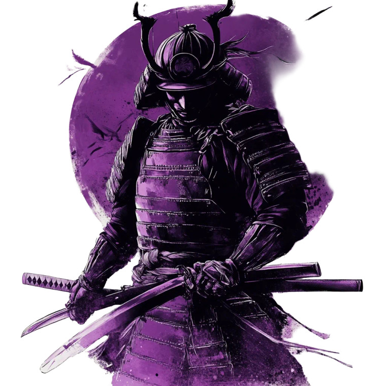 Purple Samurai Vinyl Car Decal Sticker – Waterproof & UV-Resistant 8"