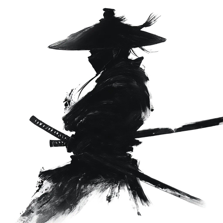 Samurai Silhouette Painting Vinyl Car Decal Sticker – Waterproof & UV-Resistant 8"