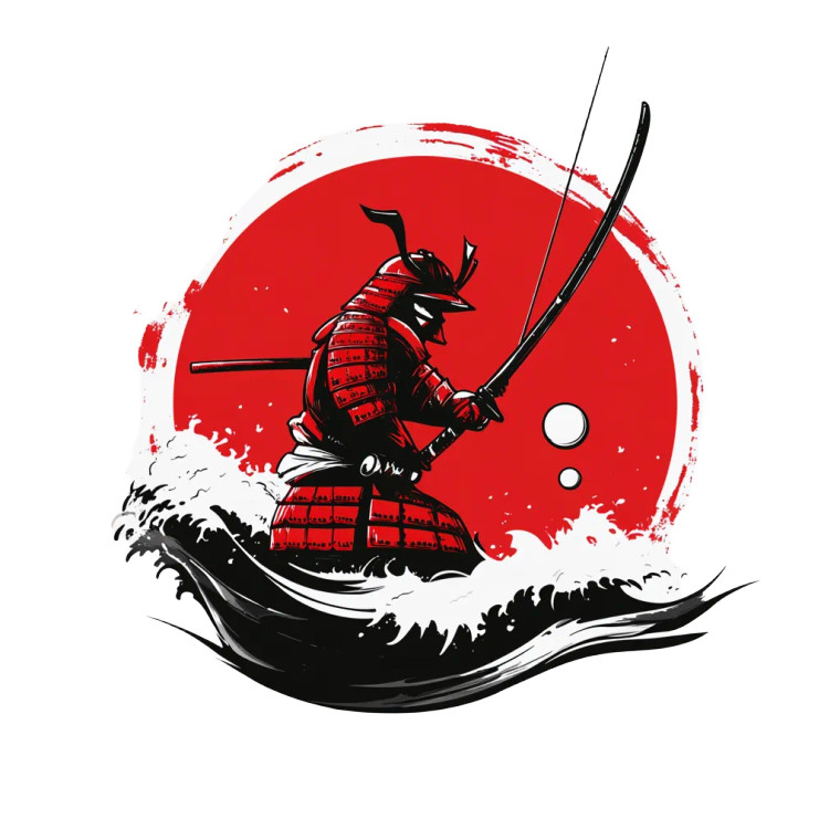 Samurai Fishing Logo Vinyl Car Decal Sticker – Waterproof & UV-Resistant 8"