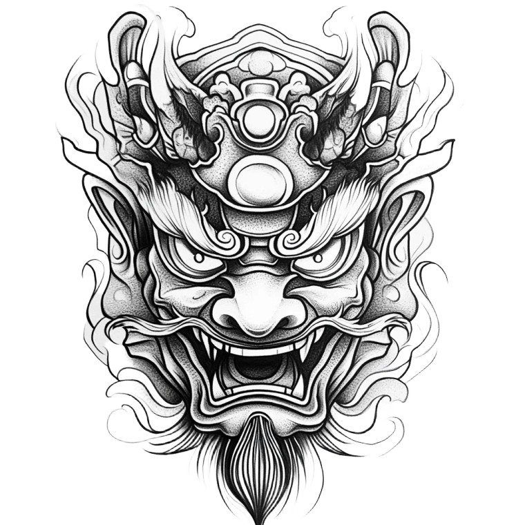 Oni Mask Tattoo V10 Vinyl Car Decal Sticker – Waterproof & UV-Resistant 8"