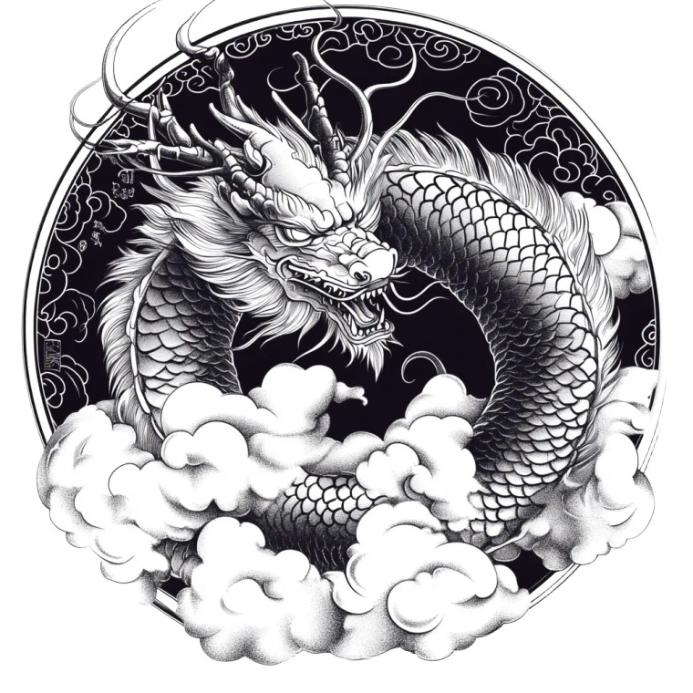 Chinese Dragon Tattoo V4 Vinyl Car Decal Sticker – Waterproof & UV-Resistant 8"