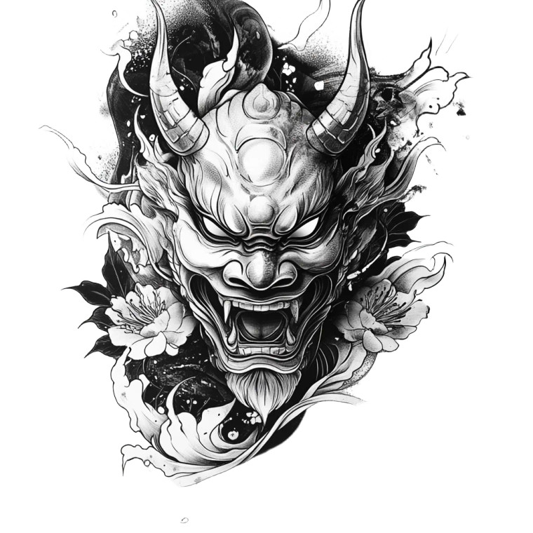 Hannya Mask Tattoo V5 Vinyl Car Decal Sticker – Waterproof & UV-Resistant 8"