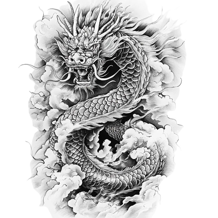 Chinese Dragon Tattoo V6 Vinyl Car Decal Sticker – Waterproof & UV-Resistant 8"