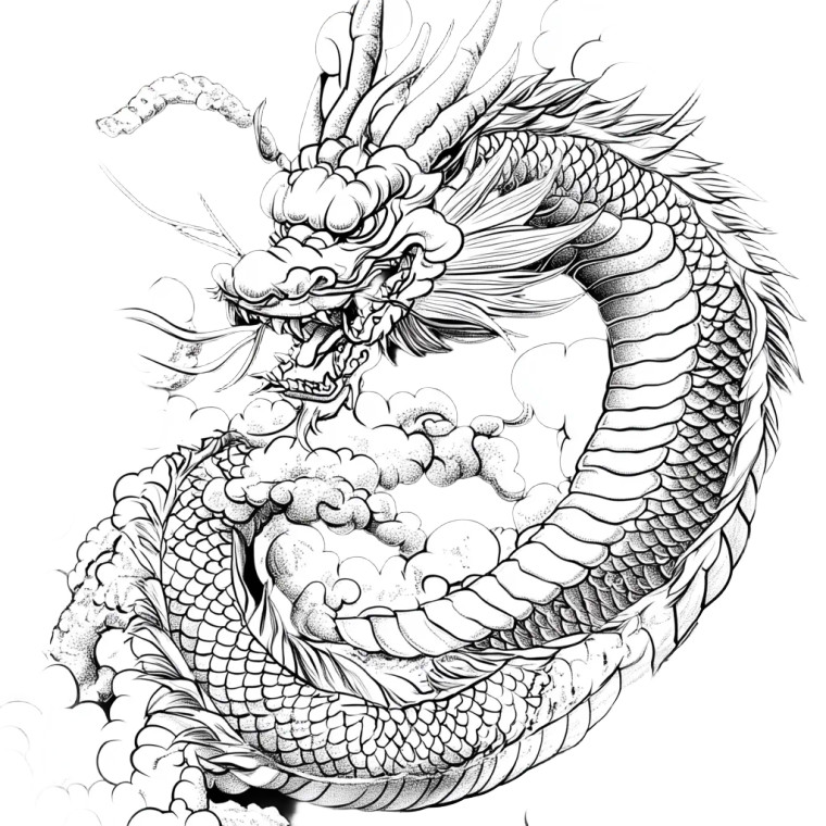 Japanese Dragon Tattoo V19 Vinyl Car Decal Sticker – Waterproof & UV-Resistant 8"