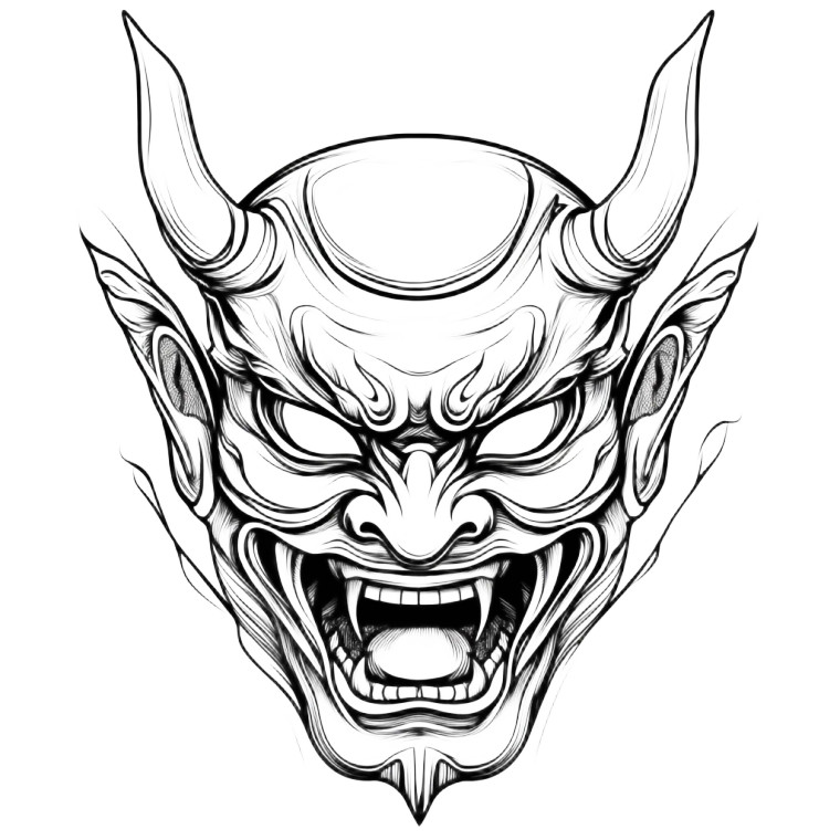 Hannya Mask Art V2 Vinyl Car Decal Sticker – Waterproof & UV-Resistant 8"