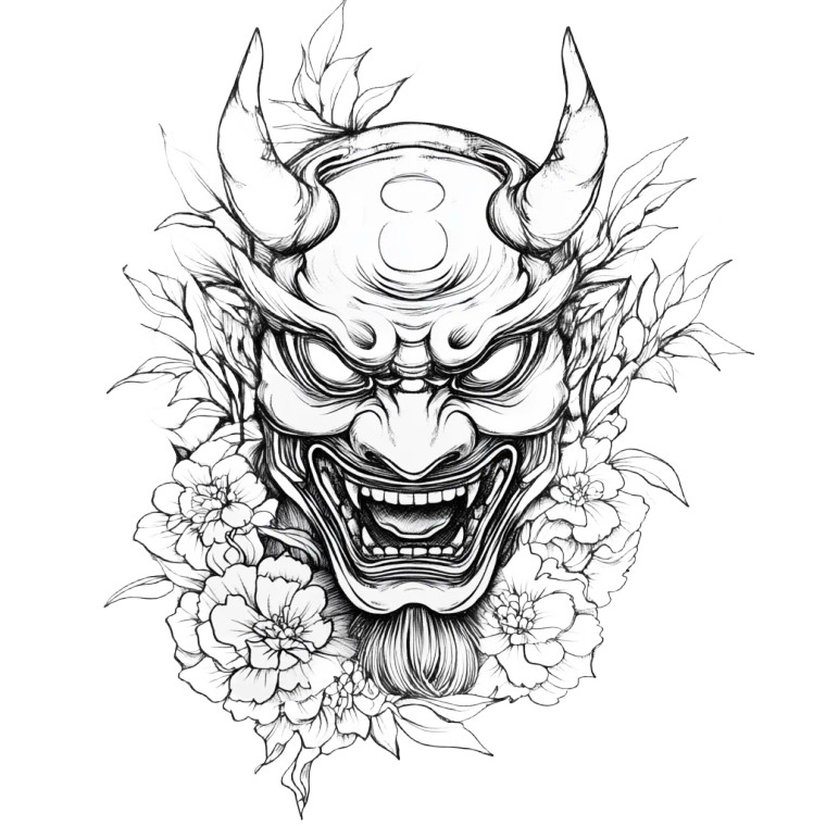 Japanese Hanya Mask V2 Vinyl Car Decal Sticker – Waterproof & UV-Resistant 8"