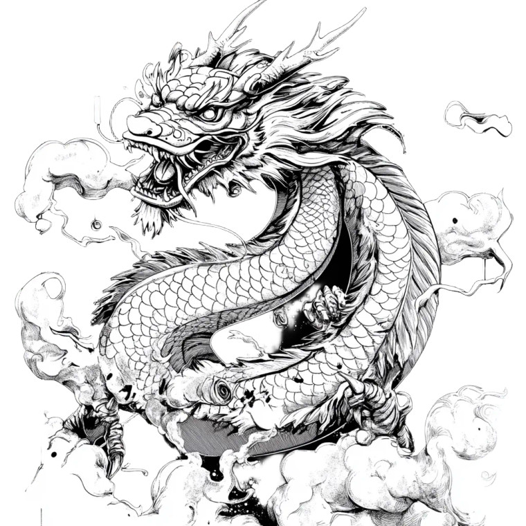 Japanese Dragon Design Vinyl Car Decal Sticker – Waterproof & UV-Resistant 8"