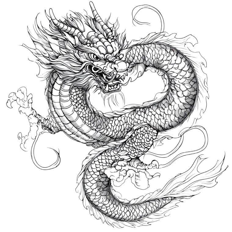 Chinese Dragon Tattoo V5 Vinyl Car Decal Sticker – Waterproof & UV-Resistant 8"