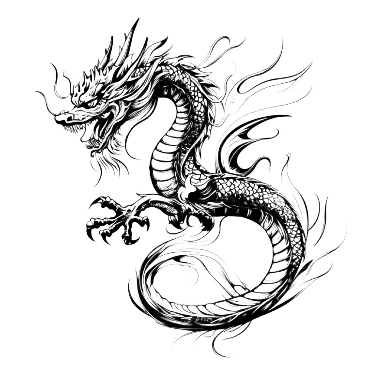 Dragon Tattoo Design V2 Vinyl Car Decal Sticker – Waterproof & UV-Resistant 8"