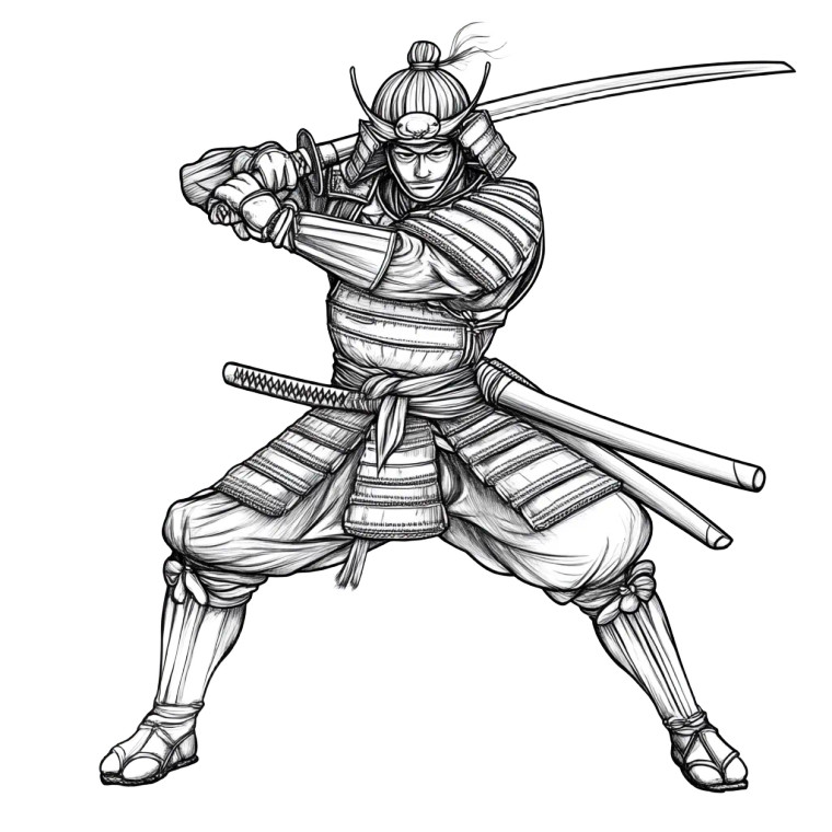 Samurai Defense Stance Vinyl Car Decal Sticker – Waterproof & UV-Resistant 8"