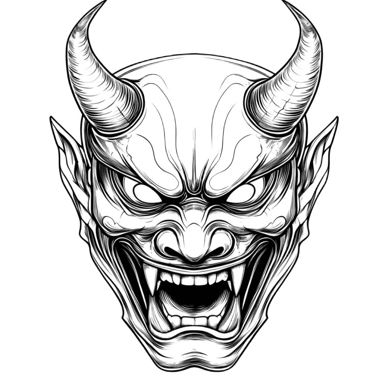 Hannya Mask Design V2 Vinyl Car Decal Sticker – Waterproof & UV-Resistant 8"