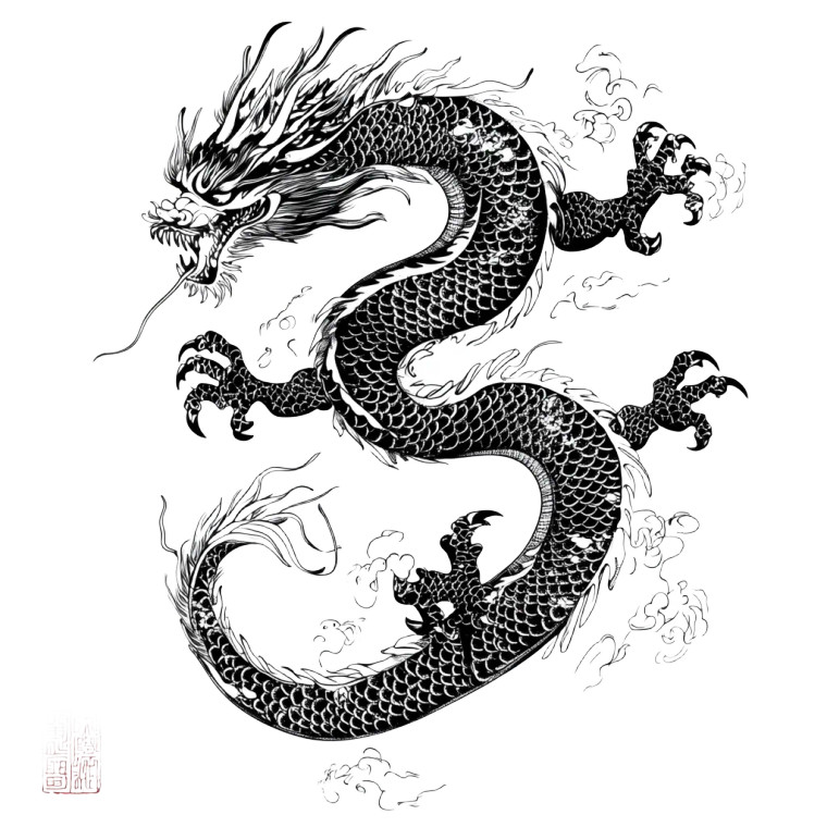 Chinese Dragon Tattoo V2 Vinyl Car Decal Sticker – Waterproof & UV-Resistant 8"