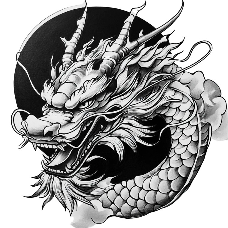 Japanese Dragon Head V2 Vinyl Car Decal Sticker – Waterproof & UV-Resistant 8"