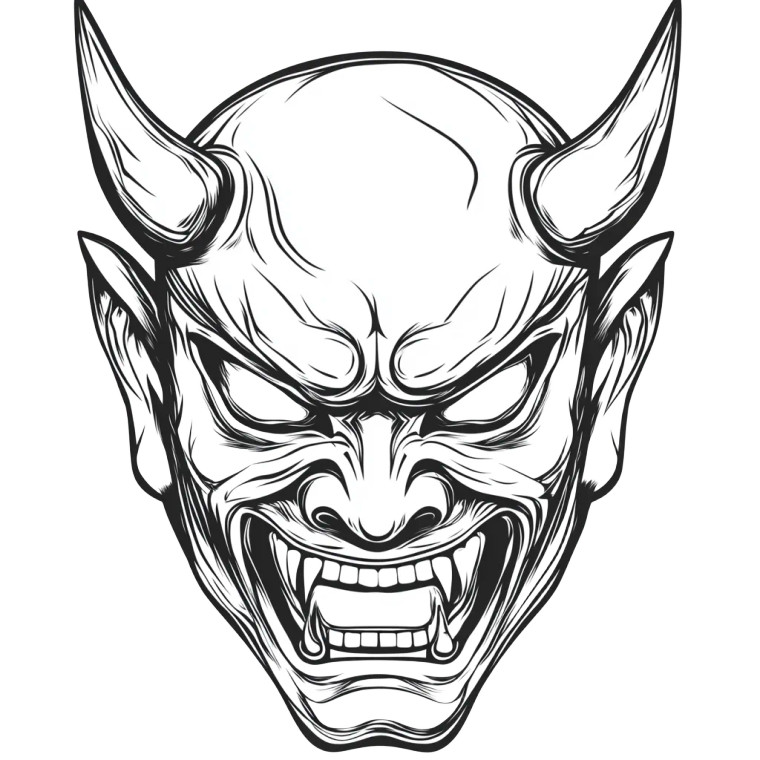 Hannya Mask Art V3 Vinyl Car Decal Sticker – Waterproof & UV-Resistant 8"