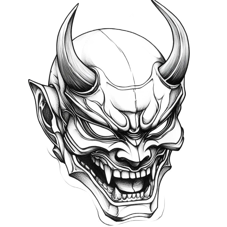 Hannya Mask Tattoo V8 Vinyl Car Decal Sticker – Waterproof & UV-Resistant 8"