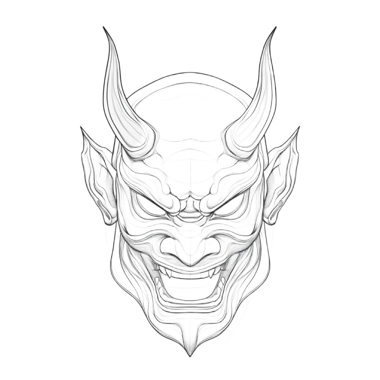 Oni Mask Tattoo V15 Vinyl Car Decal Sticker – Waterproof & UV-Resistant 8"
