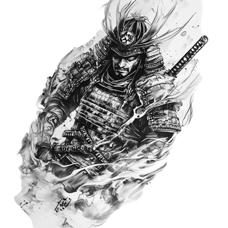 Samurai Tattoo Design V18 Vinyl Car Decal Sticker – Waterproof & UV-Resistant 8"