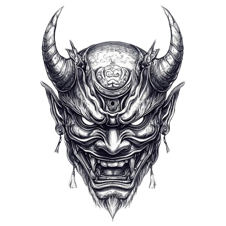 Oni Demon Mask Vinyl Car Decal Sticker – Waterproof & UV-Resistant 8"