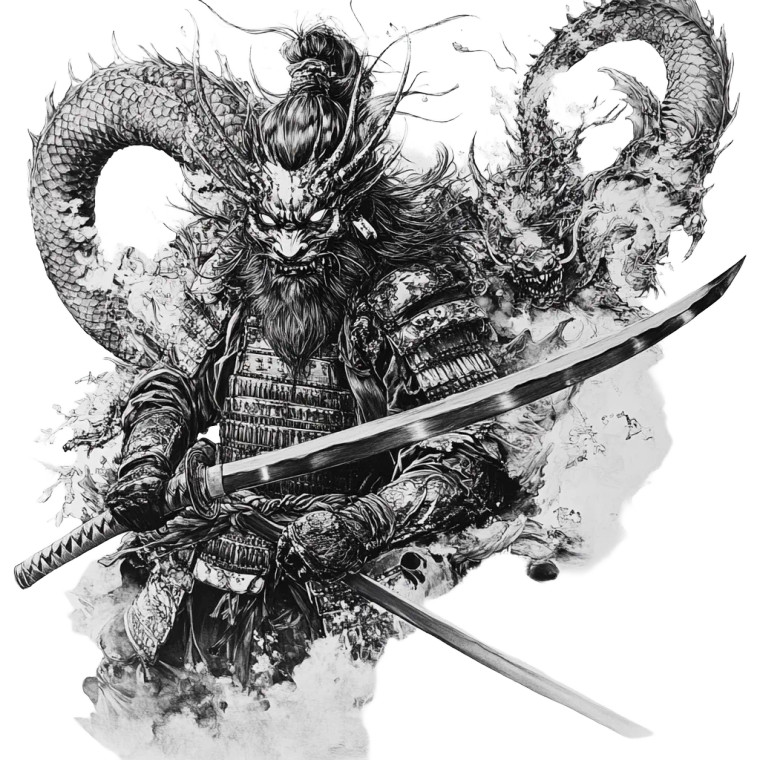 Dragon Samurai Vinyl Car Decal Sticker – Waterproof & UV-Resistant 8"