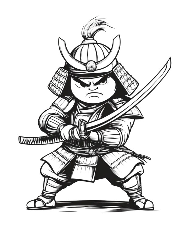 Cartoon Samurai Warrior Vinyl Car Decal Sticker – Waterproof & UV-Resistant 8"