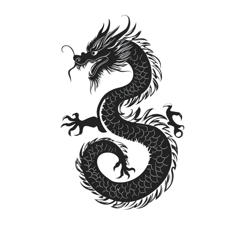 Black Asian Dragon Vinyl Car Decal Sticker – Waterproof & UV-Resistant 8"