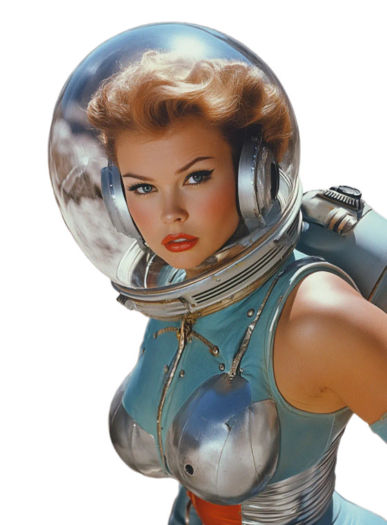 Retro Sci-Fi Woman Vinyl Car Decal Sticker – Waterproof & UV-Resistant 8"