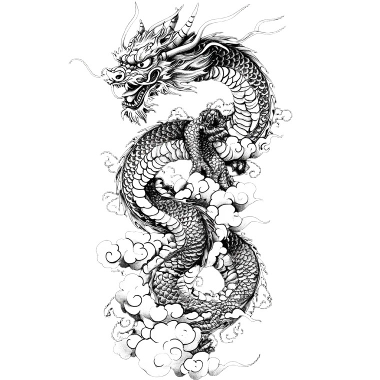 Chinese Dragon Tattoo V7 Vinyl Car Decal Sticker – Waterproof & UV-Resistant 8"