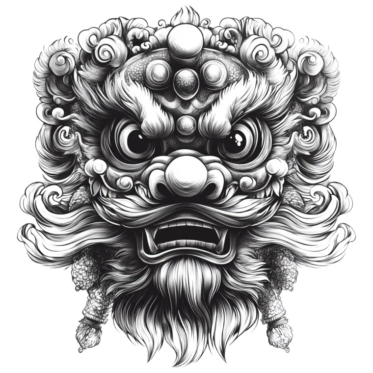 Lion Dance Tattoo Vinyl Car Decal Sticker – Waterproof & UV-Resistant 8"