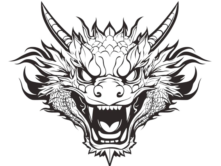 Japanese Dragon Head V3 Vinyl Car Decal Sticker – Waterproof & UV-Resistant 8"