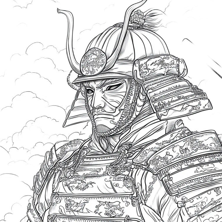 Samurai Coloring Book Vinyl Car Decal Sticker – Waterproof & UV-Resistant 8"