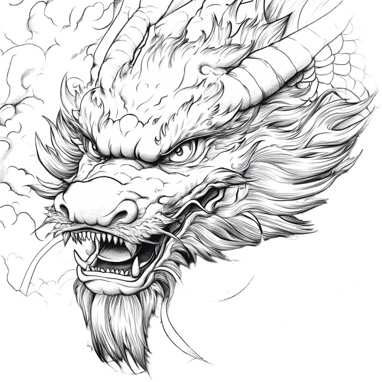 Japanese Dragon Coloring Vinyl Car Decal Sticker – Waterproof & UV-Resistant 8"